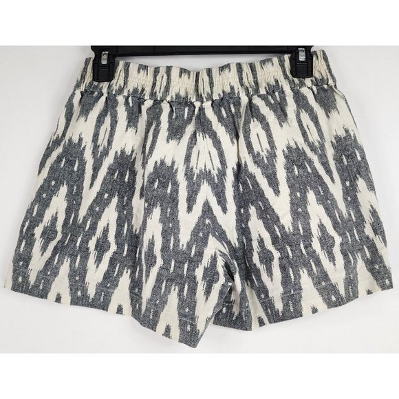 J Crew Shorts Womens 0 Gray White Geometric Print Front Tie Casual Mom Core - Picture 2 of 10